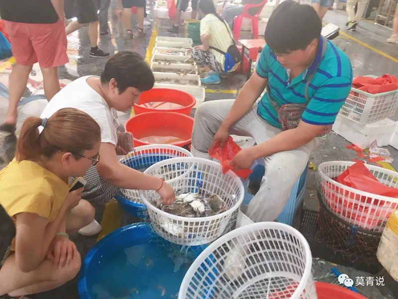 开海后的青岛积米崖海鲜市场